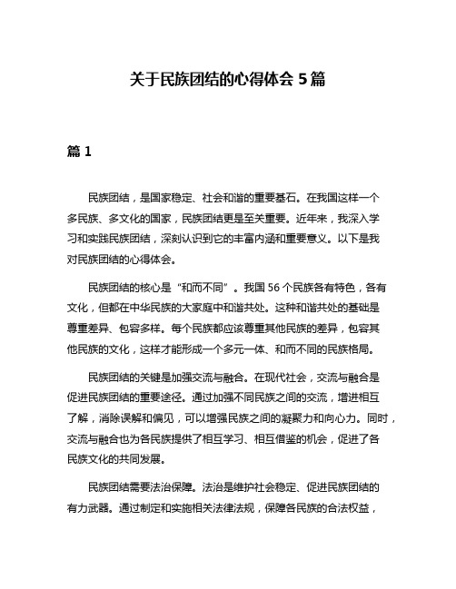 关于民族团结的心得体会5篇