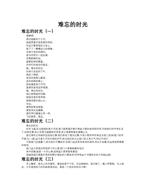 难忘的时光作文共九篇