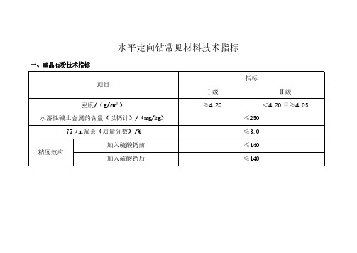 水平定向钻常见材料技术指标