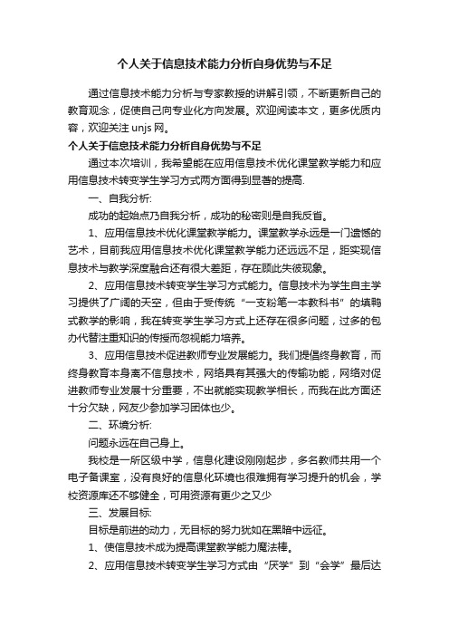 个人关于信息技术能力分析自身优势与不足