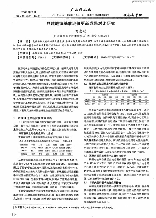 县域城镇基准地价更新成果对比研究