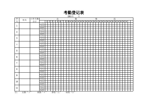 施工现场用考勤表