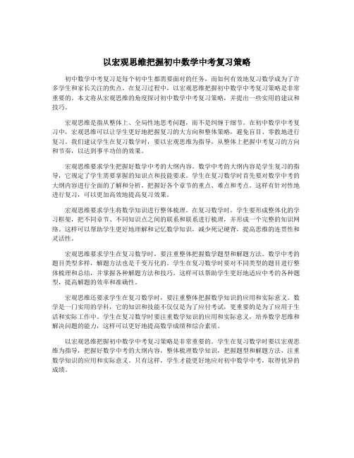 以宏观思维把握初中数学中考复习策略