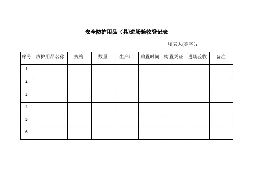 安全防护用品登记表