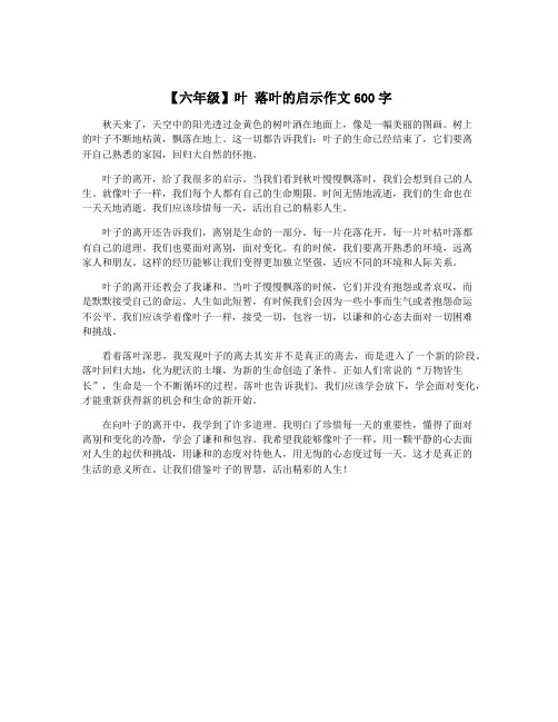 【六年级】叶 落叶的启示作文600字