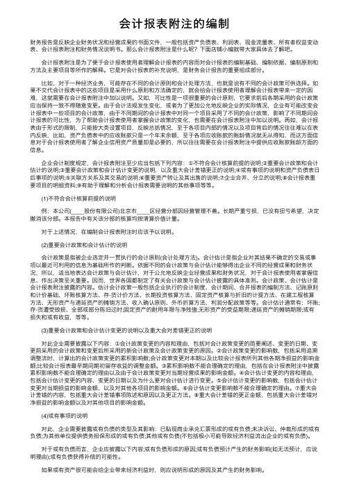 会计报表附注的编制