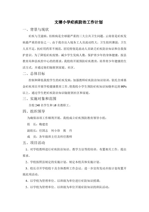 疟疾防治工作计划