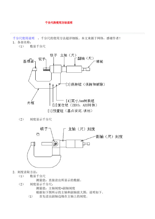 千分尺的使用方法说明