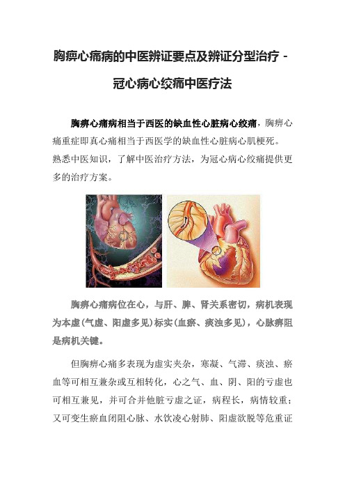 胸痹心痛病的中医辨证要点及辨证分型治疗