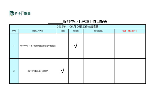 物业公司工程部日报表 模板