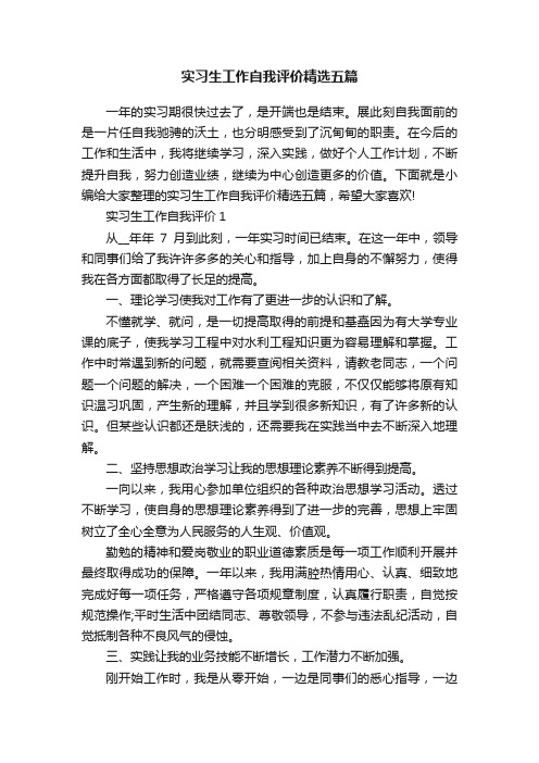 实习生工作自我评价精选五篇