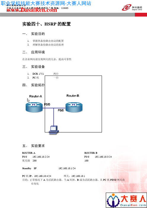 实验40、HSRP的配置