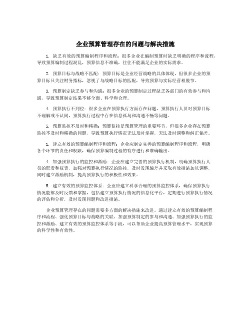 企业预算管理存在的问题与解决措施