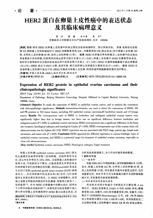 HER2蛋白在卵巢上皮性癌中的表达状态及其临床病理意义