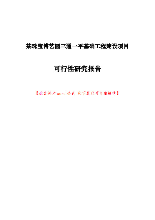 某珠宝博艺园三通一平基础工程建设项目可行性研究报告