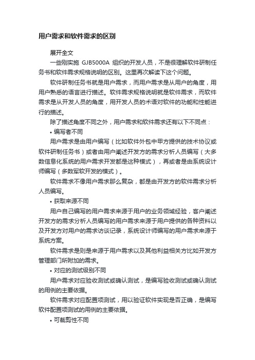 用户需求和软件需求的区别