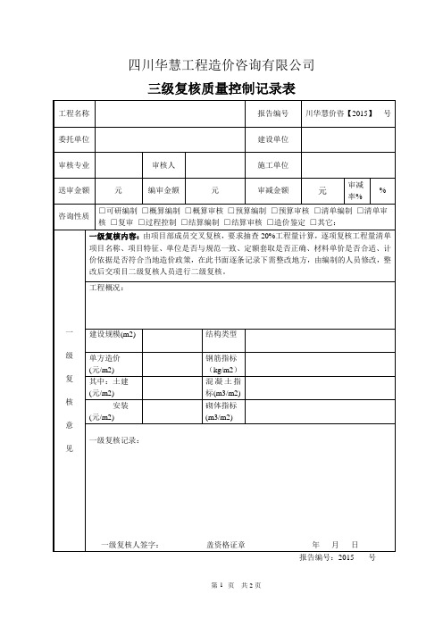 三级复核记录表2015版