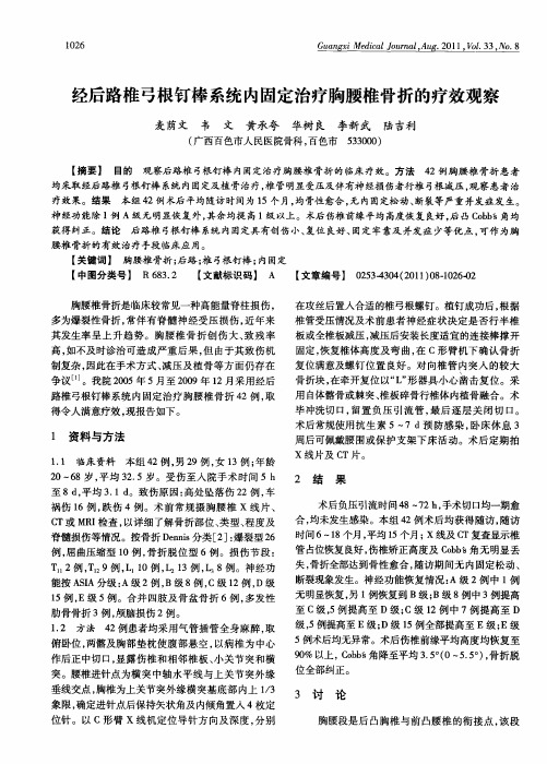 经后路椎弓根钉棒系统内固定治疗胸腰椎骨折的疗效观察