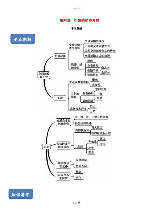 八年级地理上册 期末复习 第四章 中国的经济发展单元总结 (新版)新人教版-(新版)新人教版初中八年