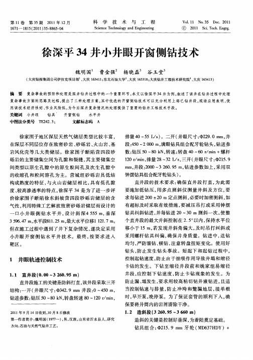 徐深平34井小井眼开窗侧钻技术