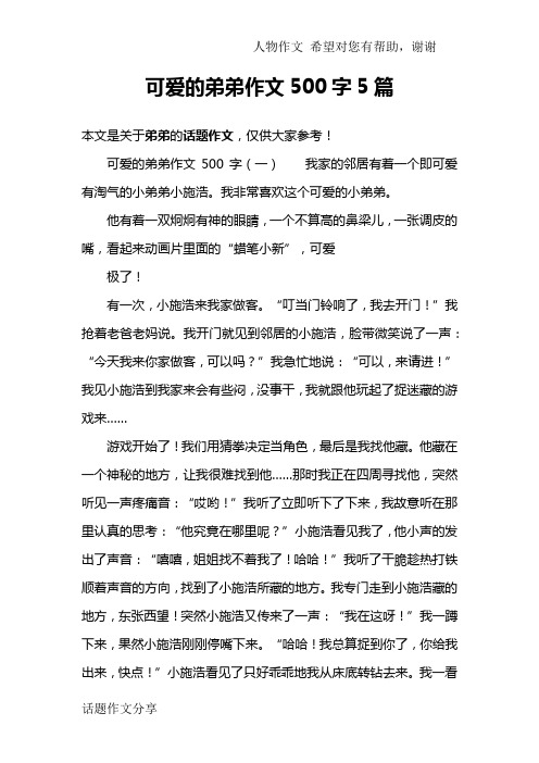 可爱的弟弟作文500字5篇