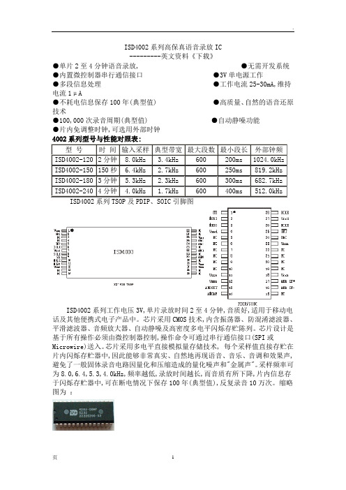 --ISD4002系列高保真语音录放IC