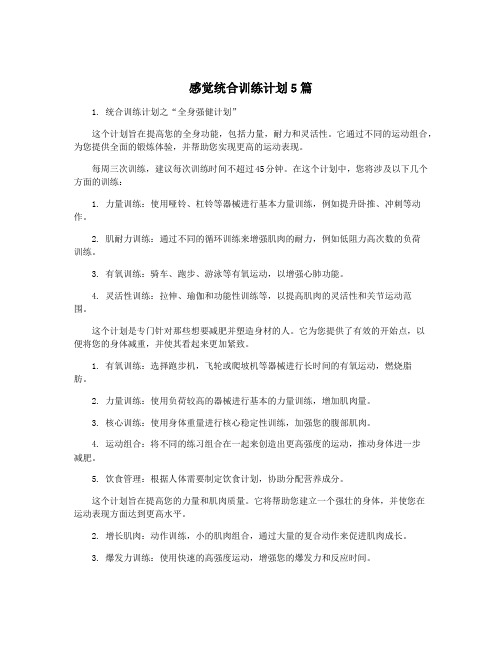 感觉统合训练计划5篇