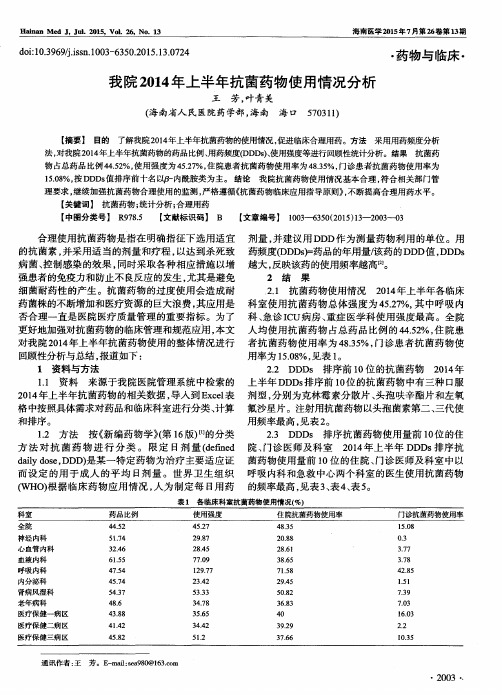 我院2014年上半年抗菌药物使用情况分析