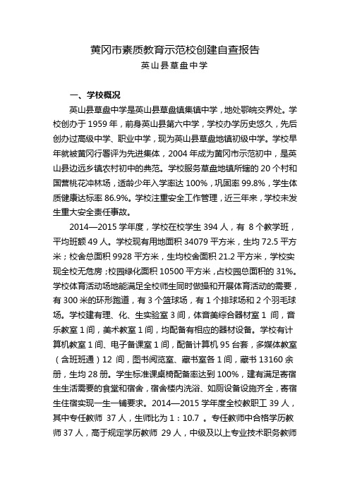 素质教育示范学校自查自评报告