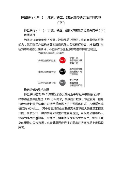 仲量联行（JLL）：开放、转型、创新-济南楼宇经济白皮书（下）