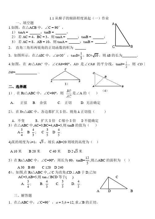 1.1从梯子的倾斜程度谈起(一)作业