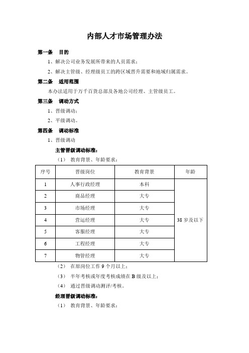 内部人才市场管理办法