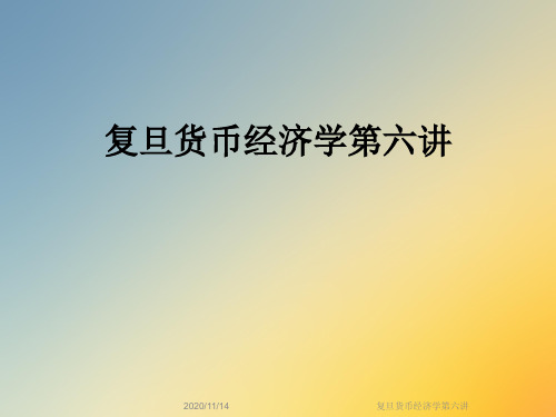 复旦货币经济学第六讲