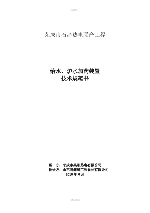 给水炉水加药装置技术规范书定稿