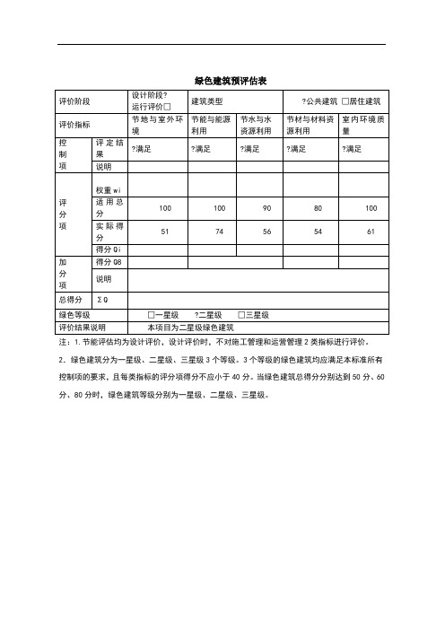 绿建预评估表