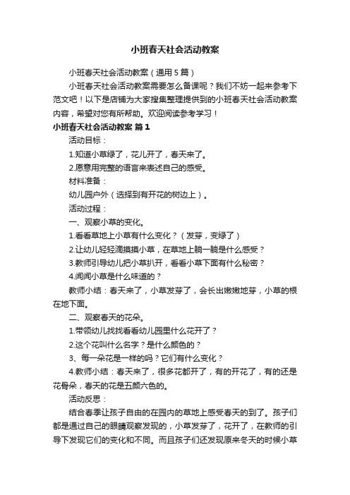 小班春天社会活动教案