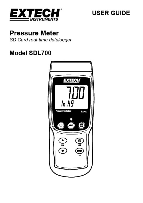 Extech SDL700 压力计 SD 卡实时数据记录仪用户指南说明书