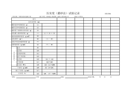 灌砂法实验表格