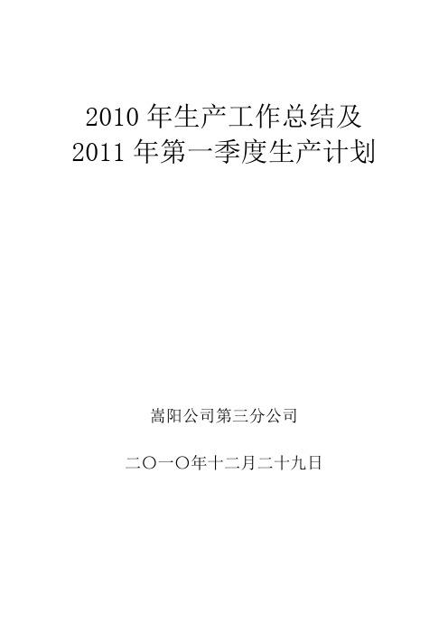 2010年工作总结及2011年一季度计划(12.28)