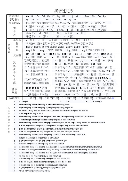 拼音速记表 打印版