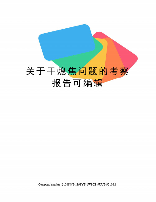 关于干熄焦问题的考察报告可编辑