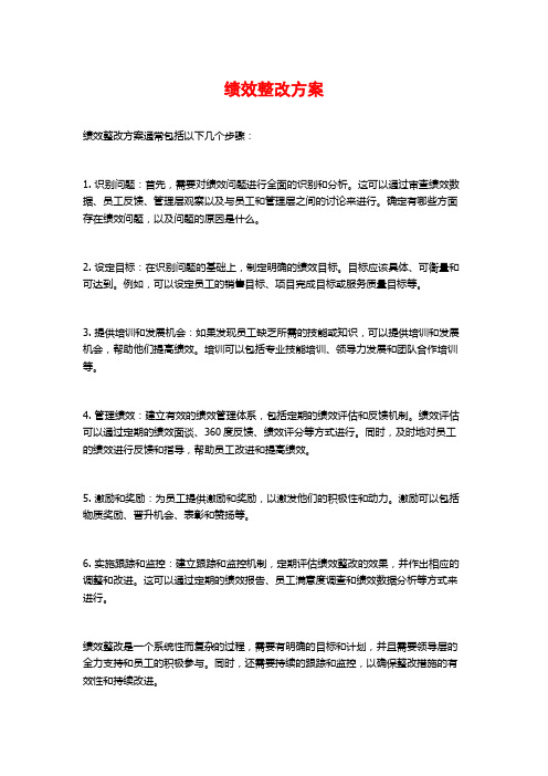 绩效整改方案