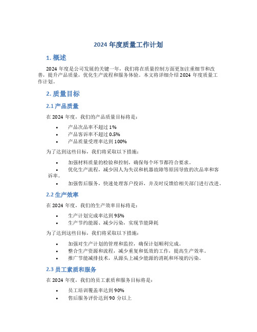 2024年度质量工作计划