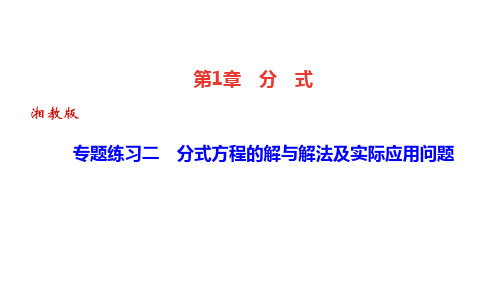 湘教版八年级数学上册作业课件 第1章 分式 专题练习二 分式方程的解与解法及实际问题