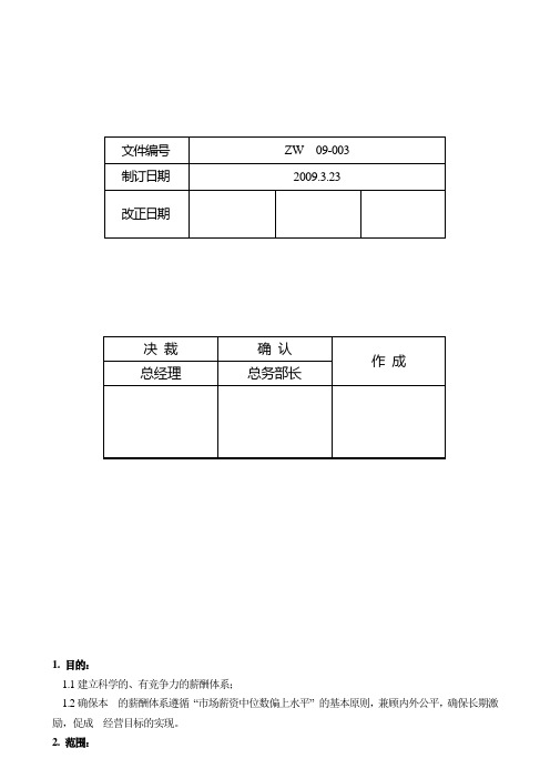 知名500强外企薪酬管理制度