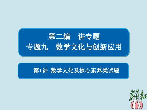 精选-高考数学二轮复习第二编专题九数学文化与创新应用第1讲数学文化及核心素养类试题课件文