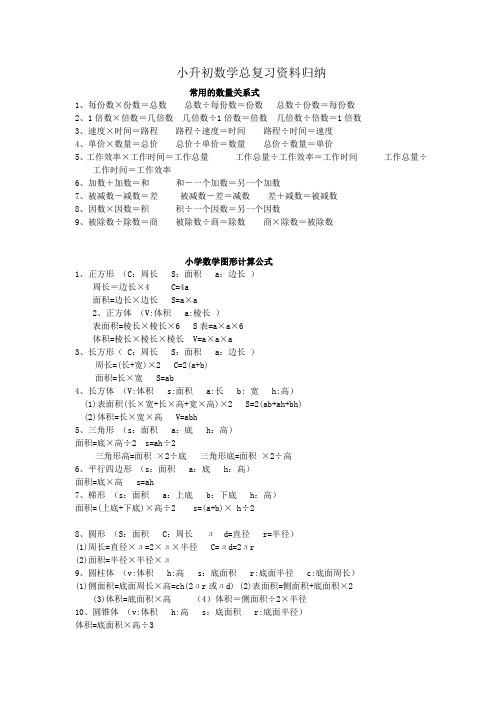 小升初数学总复习 归纳 完整版