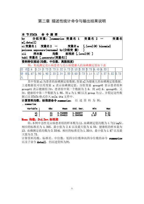 (完整版)STATA第二章描述性统计命令与输出结果说明