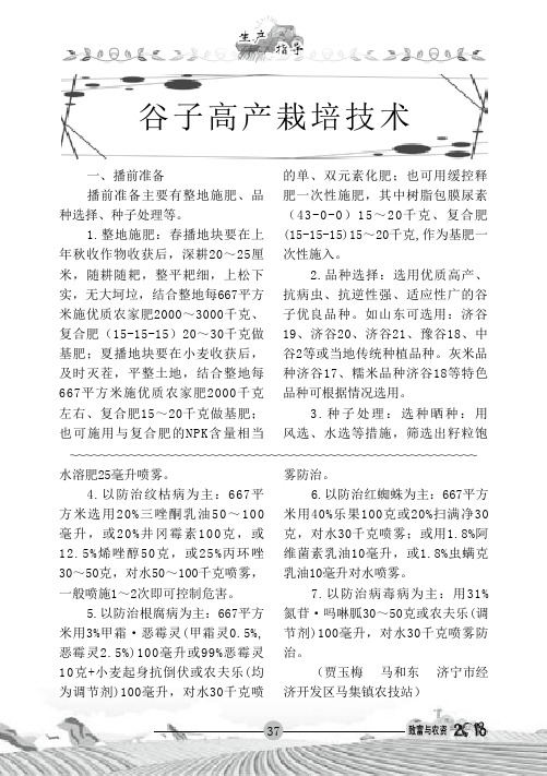 谷子高产栽培技术