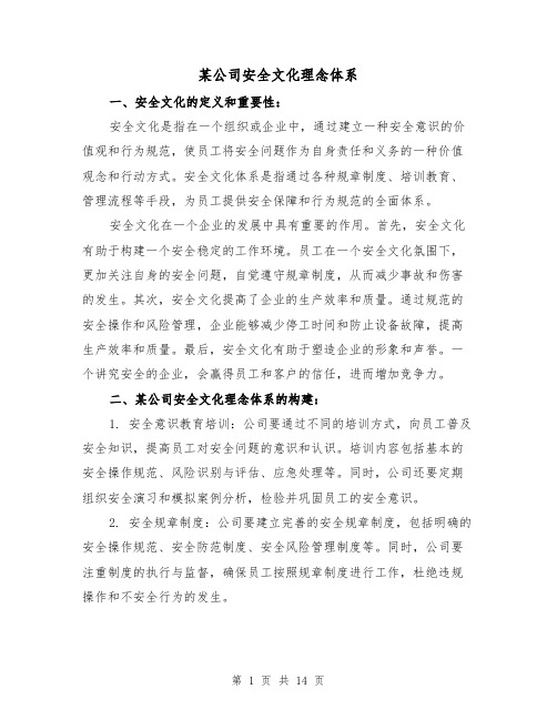 某公司安全文化理念体系（三篇）